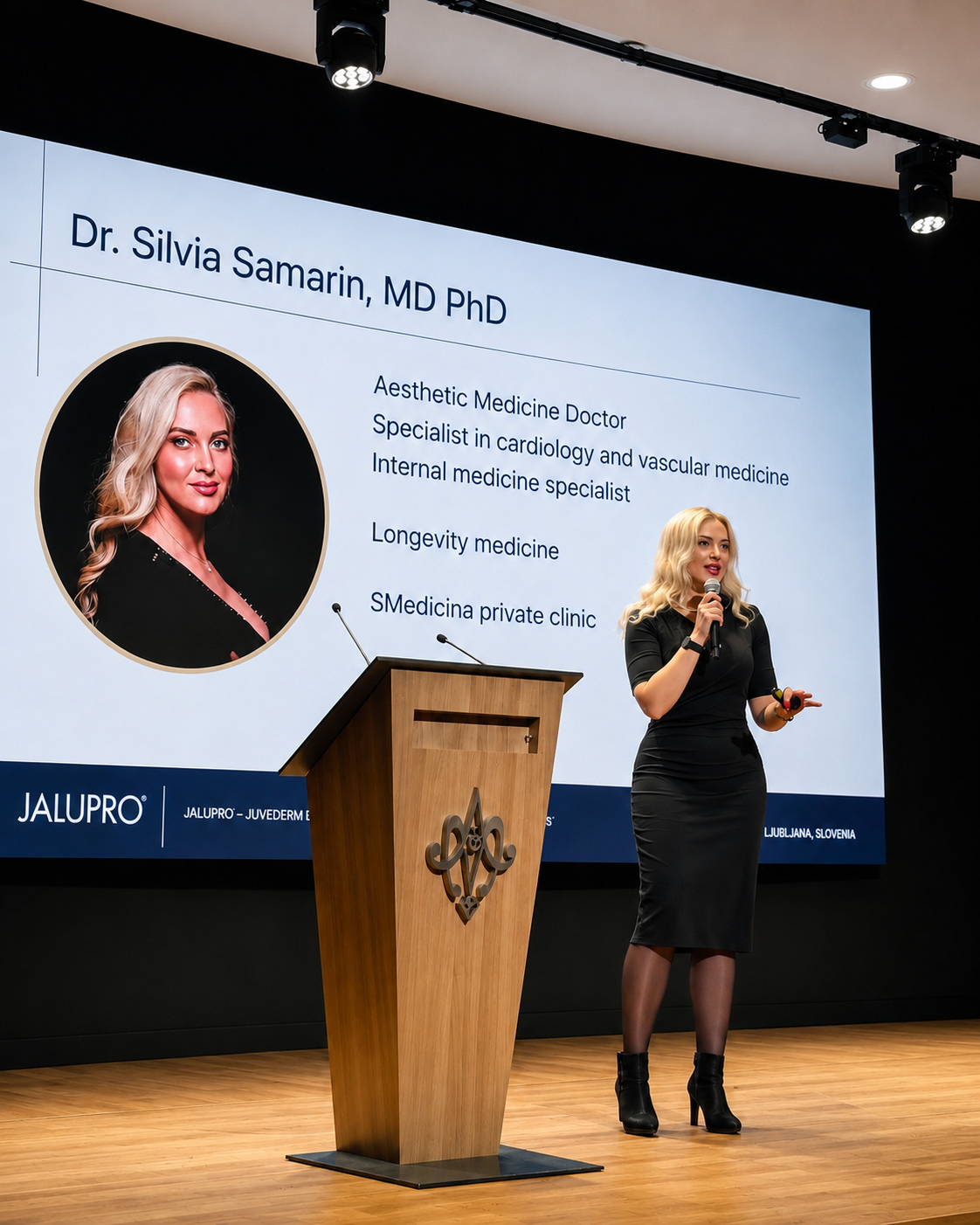 Dr. Silvia Samarin speaking at international medical conference